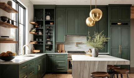 eukalyptusfarbene Küche